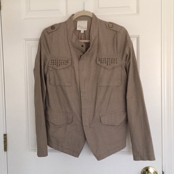 Olive & Oak Jackets & Blazers - Olive & Oak taupe brown military studded jacket M